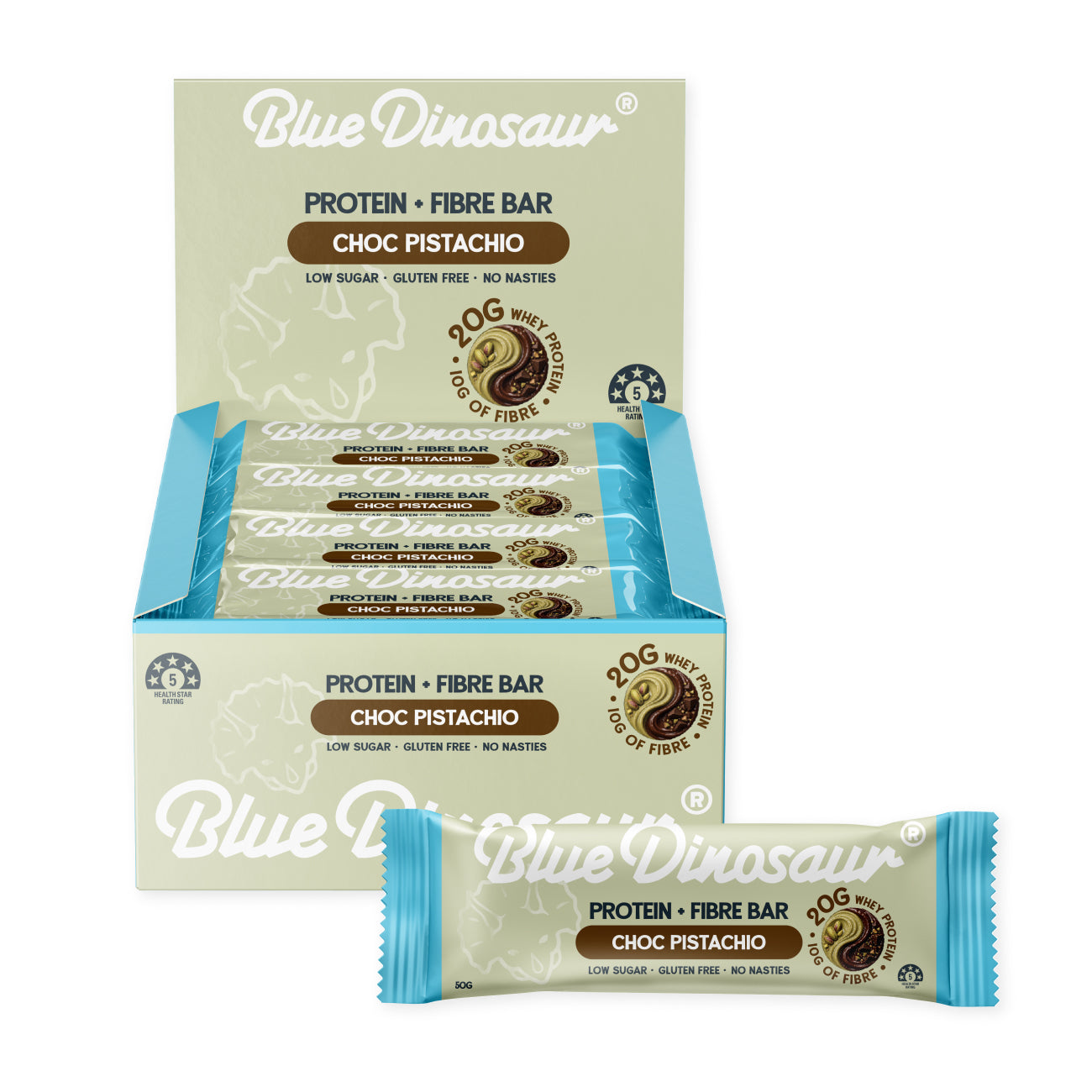 Choc Pistachio Protein + Fibre Bars x 12
