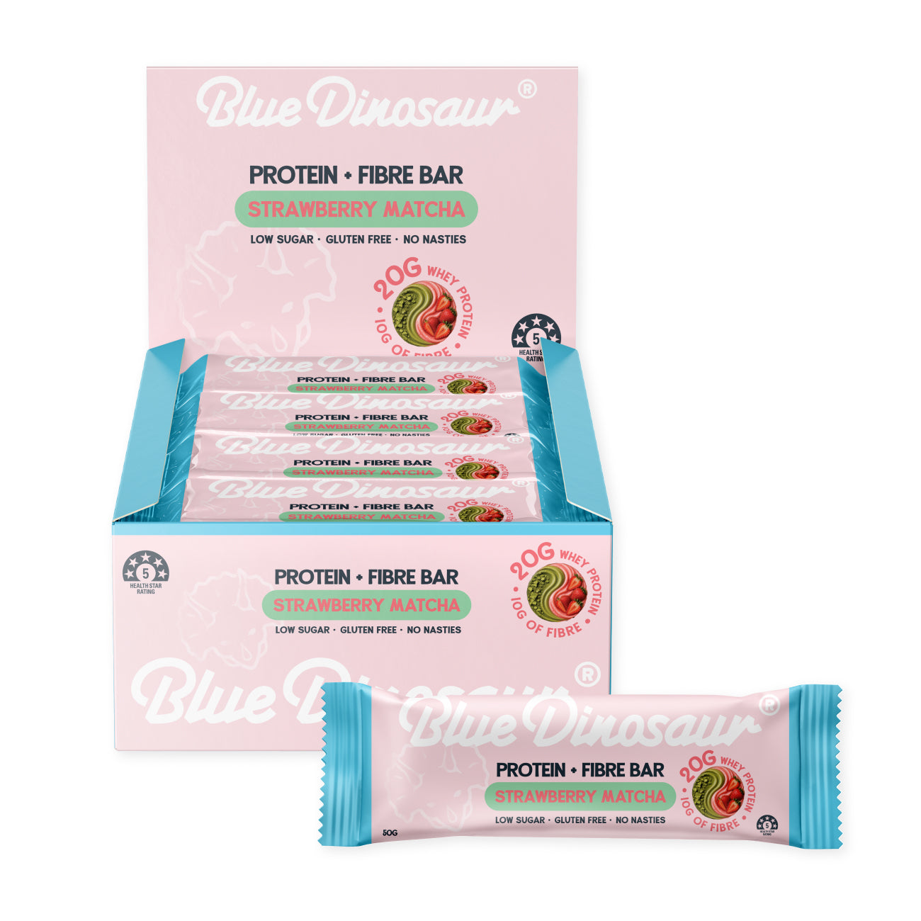 Strawberry Matcha Protein + Fibre Bars x 12